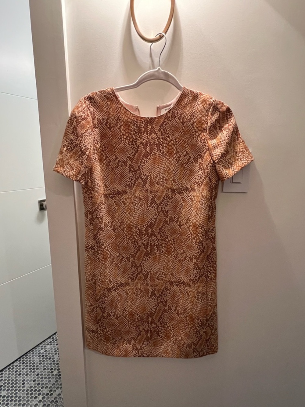 Babaton Snake-Print Dress in Brown and Cream